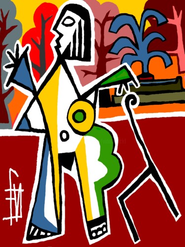 Arts numériques intitulée "dans le parc" par Franck Vidal, Œuvre d'art originale, Peinture numérique