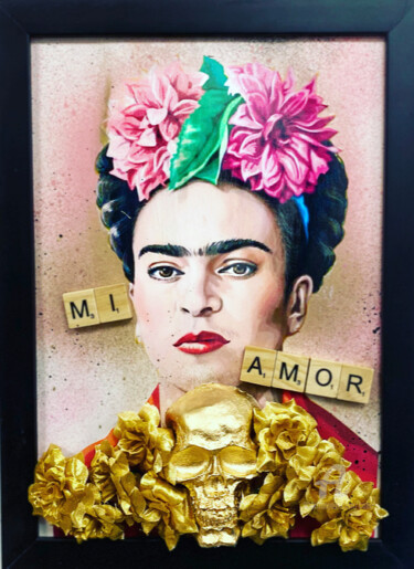 Collages titled "LA VIDA  N 1" by Cobo, Original Artwork, Spray paint