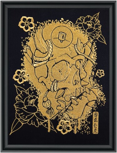 제목이 "Hagakure"인 섬유 예술 Ozer로, 원작, 자수
