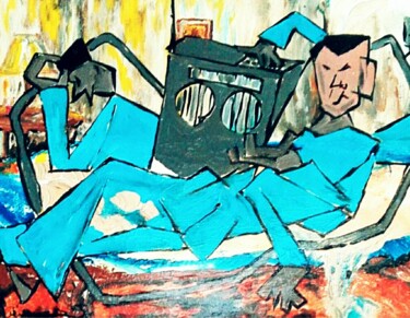 「The listeners」というタイトルの絵画 Topo Mposa Bwによって, オリジナルのアートワーク, アクリル