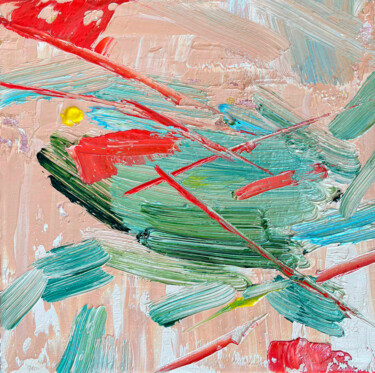 Dandelion Painting titled "Dandelion" by Anna Bondar, Original Artwork, Oil Mounted on Wood Stretcher frame
