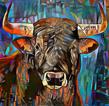 Torito bonito - Mix media on panel - 70x68 cm-OOAK