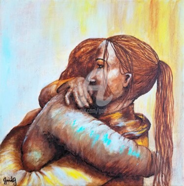 Peinture intitulée "Etreinte II" par Gaïdg, Œuvre d'art originale, Acrylique Monté sur Châssis en bois