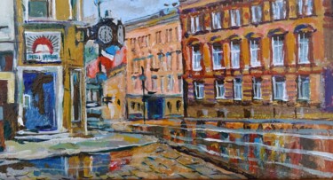 Библиотека. Painting titled "Библиотека." by Vladimir Kuriakov (Vladimir Kuryakov), Original Artwork, Oil Mounted on Wood Stretcher frame