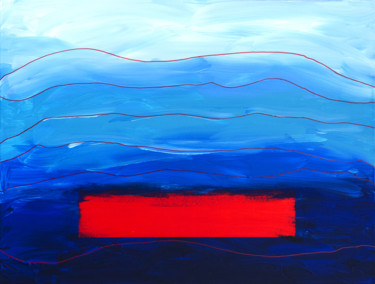 제목이 "ondes rouges"인 미술작품 Vincent Sébart로, 원작, 아크릴 나무 들것 프레임에 장착됨
