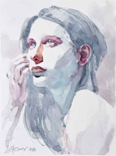 Ζωγραφική με τίτλο "l' anticipation (an…" από Goran Žigolić (watercolors), Αυθεντικά έργα τέχνης, Ακουαρέλα