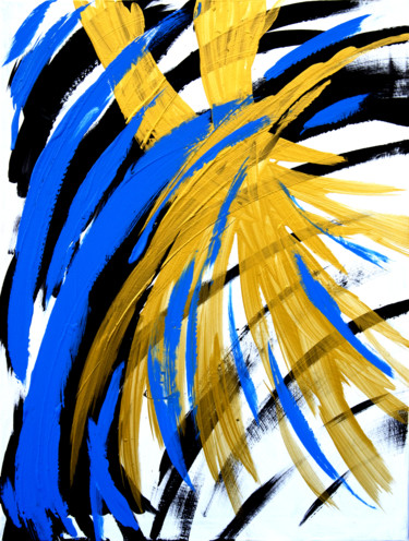 Pittura intitolato "vortex bleu-doré" da Vincent Sébart, Opera d'arte originale, Acrilico Montato su Telaio per barella in l…