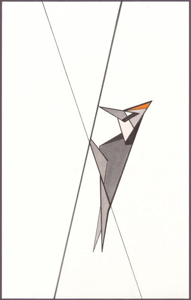 绘画 标题为“Woodpecker” 由Ernst Kruijff, 原创艺术品, 标记