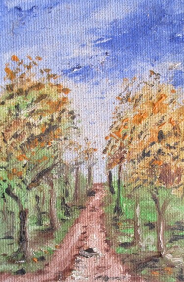 Ζωγραφική με τίτλο "Chemin d' automne" από Roberto Urbano, Αυθεντικά έργα τέχνης, Λάδι