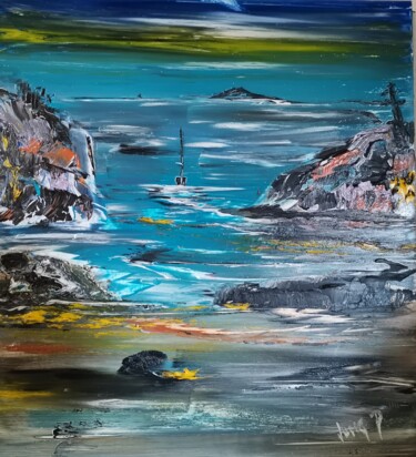 Peinture intitulée "L 'île fantastique." par Pascal Jung, Œuvre d'art originale, Huile