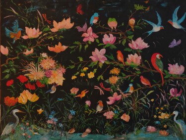绘画 标题为“Les magnolias et le…” 由Jean-Pierre Duquaire, 原创艺术品, 丙烯