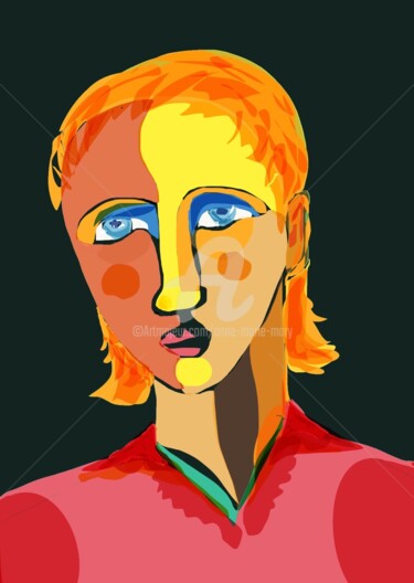 Arts numériques intitulée "Visages 29 b" par Anne-Marie Mary, Œuvre d'art originale, Peinture numérique