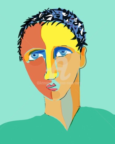 Arts numériques intitulée "Visages 29 c" par Anne-Marie Mary, Œuvre d'art originale, Peinture numérique
