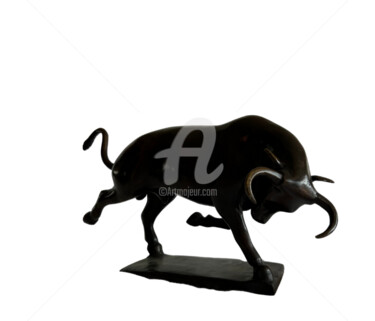 Sculpture intitulée "Taureau 5" par Recyclage Design - Réanimateur D'Objets , Œuvre d'art originale, Bronze