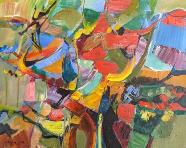 Painting titled "Decorated tree" by Armen Ghazayran (Nem), Original Artwork, Acrylic