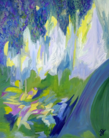 La forêt bleue du jardin Albert Kahn Painting titled "La forêt bleue du j…" by Sandra Vigouroux, Original Artwork, Oil