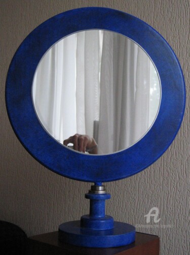 Sculpture titled "Miroir planète Terr…" by Marina Argentini, Original Artwork, Wood
