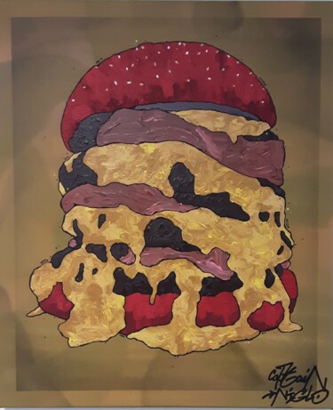 Amanite Burger Peinture intitulée "Amanite Burger" par Captain Niglo, Œuvre d'art originale, Acrylique
