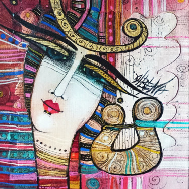 Peinture intitulée "Lyre" par Albena Vatcheva, Œuvre d'art originale, Huile Monté sur Châssis en bois