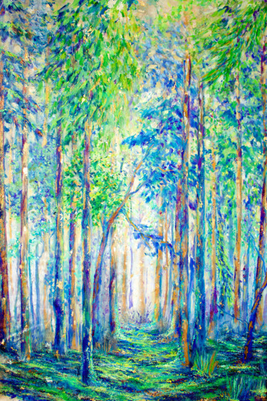 Painting titled "Dappled Promenade" by Ngendo, Original Artwork, Oil