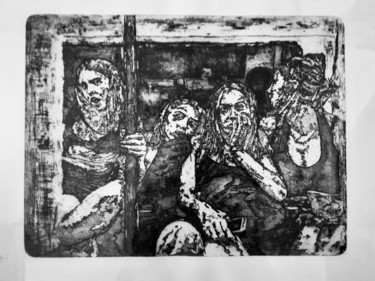 Printmaking titled ""Il n'est ja-métro…" by Bergstrasser Laurent, Original Artwork, Etching
