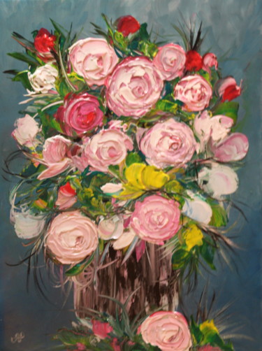 Pintura intitulada "GESTES DE ROSES" por Annick Pallard, Obras de arte originais, Acrílico