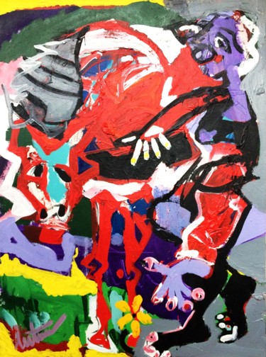 Painting titled "Тhis flower is mine" by Trajche Chatmov (Chatma), Original Artwork, Acrylic Mounted on Wood Stretcher frame
