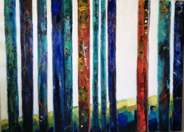 Painting titled ""Futaie"" by Catherine Cascio, Original Artwork, Oil