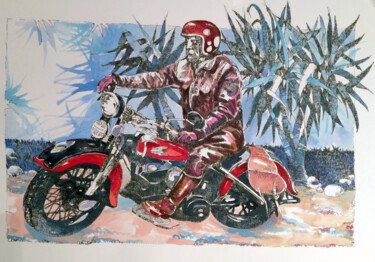 绘画 标题为“BORN TO RIDE” 由Stephane Cazenave, 原创艺术品, 水彩