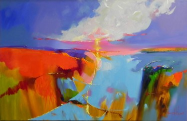 Painting titled ""Travel clouds"" by Novikovartfamily, Original Artwork, Oil