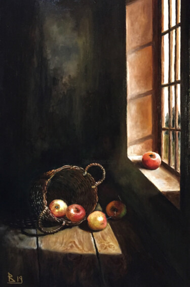 STILL LIFE WITH APPLES 绘画 标题为“STILL LIFE WITH APP…” 由Oleg Baulin, 原创艺术品, 油