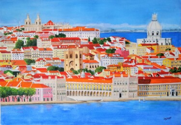 Lisboa de Cor e Luz Painting titled "Lisboa de Cor e Luz" by Inês Dourado, Original Artwork, Watercolor