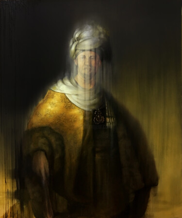 Man in Oriental Costume - Rembrandt Series Painting titled "Man in Oriental Cos…" by Nusret Aktay, Original Artwork, Oil Mounted on Wood Stretcher frame