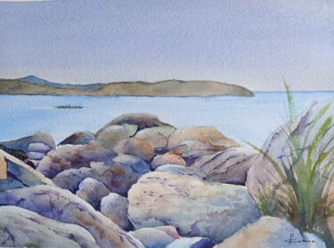 绘画 标题为“Rocks by the Ocean” 由Horacio Cobas, 原创艺术品, 水彩