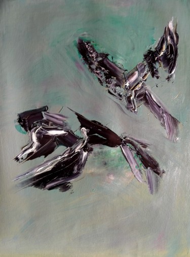 Painting titled "Phoenix" by Atignas Art, Original Artwork, Oil Mounted on Wood Panel