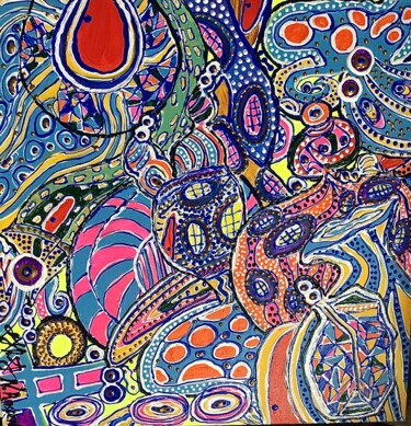 Painting titled "Kontrolita Kaoso" by Nina Rassen, Original Artwork, Acrylic Mounted on Other rigid panel