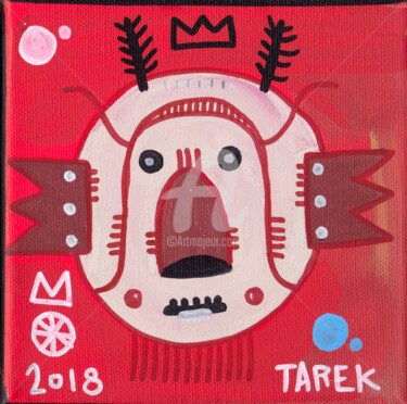 Masque rouge Peinture intitulée "Masque rouge" par Tarek Ben Yakhlef, Œuvre d'art originale, Acrylique