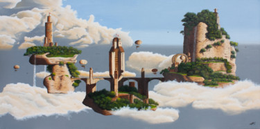绘画 标题为“Les trois ilôts” 由Pascal Genevois, 原创艺术品, 油 安装在木质担架架上