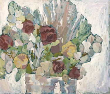 绘画 标题为“Dry flowers” 由Polina Kharlamova, 原创艺术品, 彩画 安装在木质担架架上
