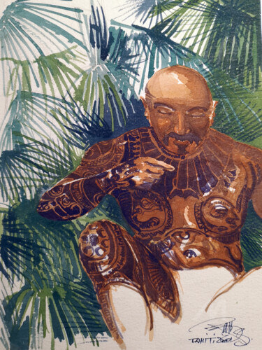 绘画 标题为“TAtto Master Tahiti” 由Stephane Cazenave, 原创艺术品, 水彩