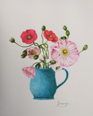 图画 标题为“FLEURS. Variation 2” 由Amena Nathan, 原创艺术品, 圆珠笔