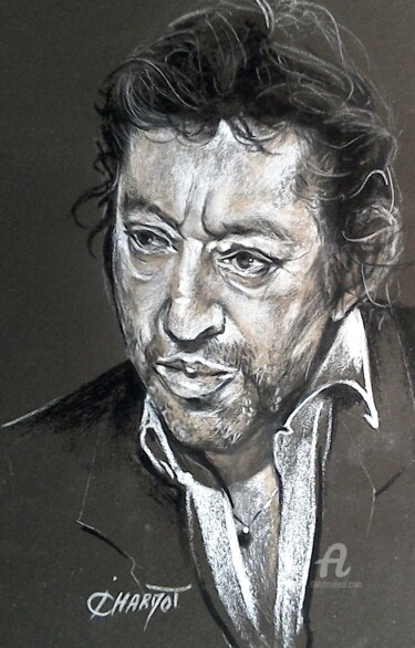 Dessin intitulée "Gainsbarre" par Isabelle Derangere, Œuvre d'art originale, Pastel