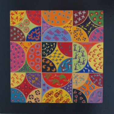 Sur la coquille du monde Painting titled "Sur la coquille du…" by Patrick Chaneac, Original Artwork, Acrylic Mounted on Wood Panel