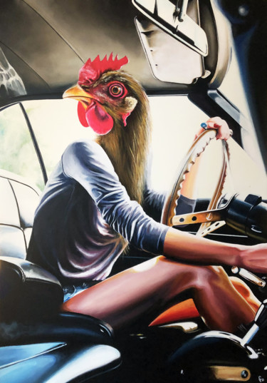 CHIKEN POWER Peinture intitulée "CHIKEN POWER" par Christian Lucas, Œuvre d'art originale, Acrylique
