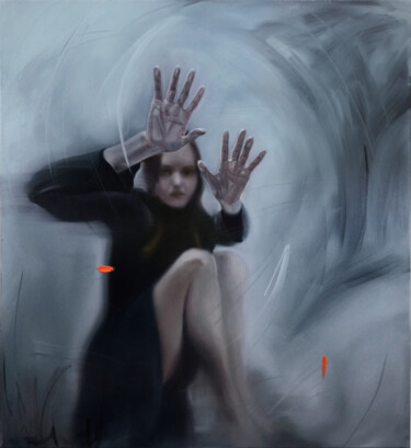 Painting titled "Chaos" by Nusret Aktay, Original Artwork, Oil Mounted on Wood Stretcher frame