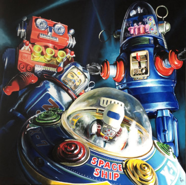 PLAYING ON MARS Peinture intitulée "PLAYING ON MARS" par Christian Lucas, Œuvre d'art originale, Acrylique