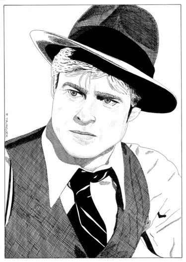 Dessin intitulée "Robert Redford" par Pascal Tavarner, Œuvre d'art originale, Encre