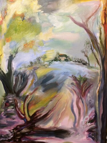 Painting titled "House on the Hill" by Steve Phillips, Original Artwork, Oil