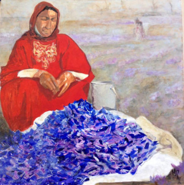 Pittura intitolato "Crocuses. Tranquili…" da Maria Mikhaylova-Goldman, Opera d'arte originale, Olio Montato su Telaio per ba…