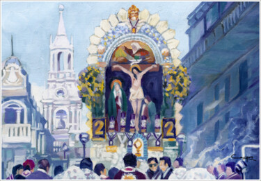 绘画 标题为“"Señor de los Milag…” 由Jose Luis Santamaria Campos, 原创艺术品, 油